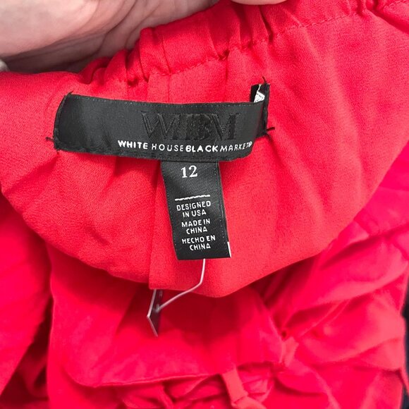 NWT WHBM White House Black Market Red Flamenco Chiffon Burnout Maxi Dress 12 - Picture 5 of 8